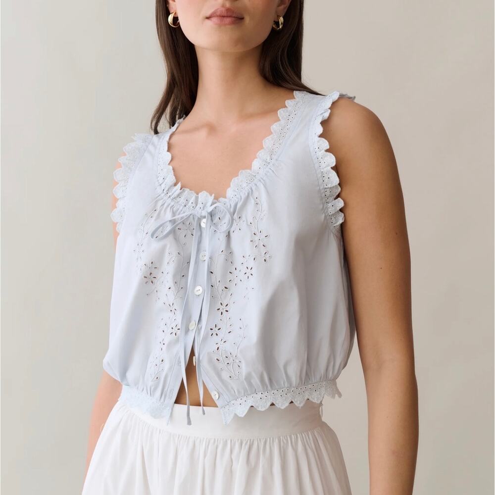 sorella Shelby Cotton Top light blue size XS $172 - Picture 4 of 7